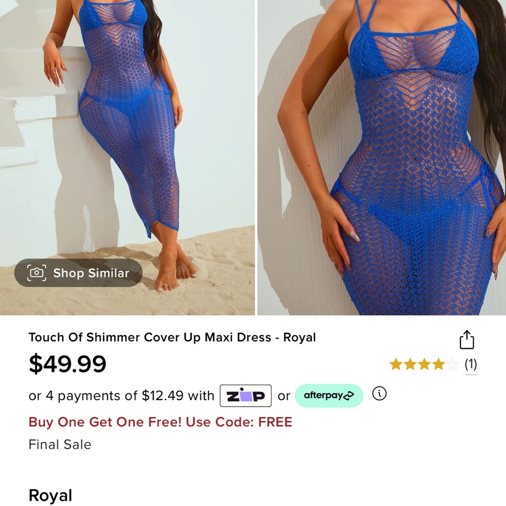 Fashion Nova Blue Crochet Swim Coverup